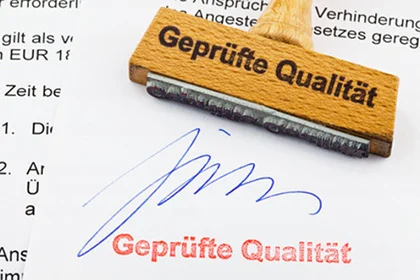 Ein Stempel mit den Worten geprüfte Qualität